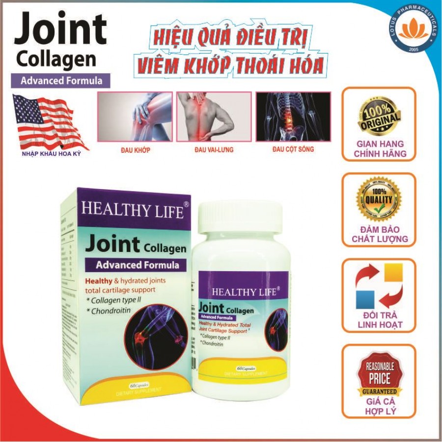Viên uống hỗ trợ điều trị thoái hóa khớp, đau xương khớp, viêm khớp, đau thắt lưng, đau nhức xương khớp HEALTHY LIFE JOINT COLLAGEN